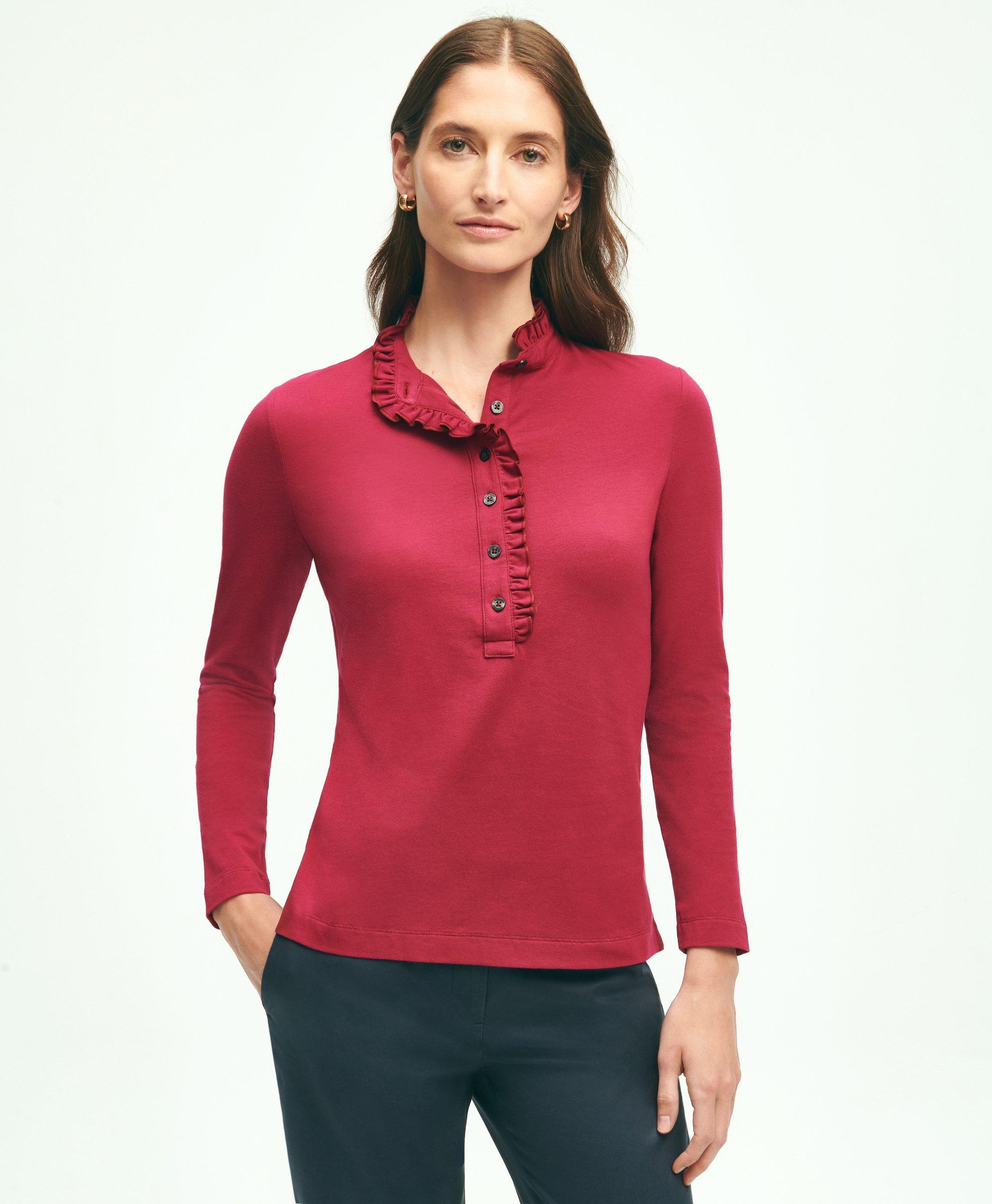 Ruffled Henley - Red main image 0