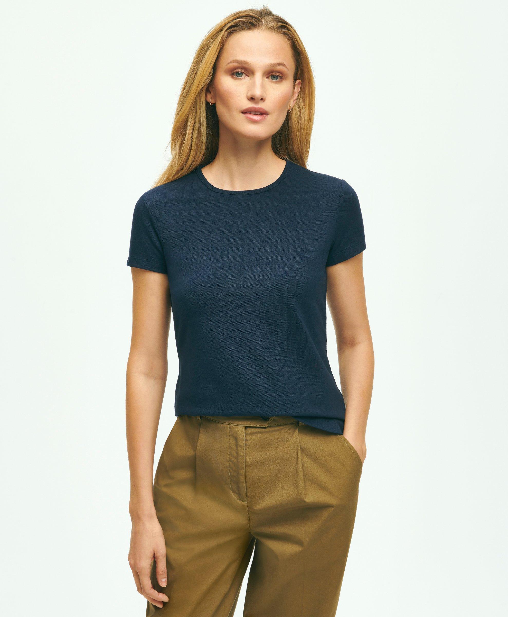 Brooks Brothers Elevated Cotton Modal Pique T-shirt In Navy