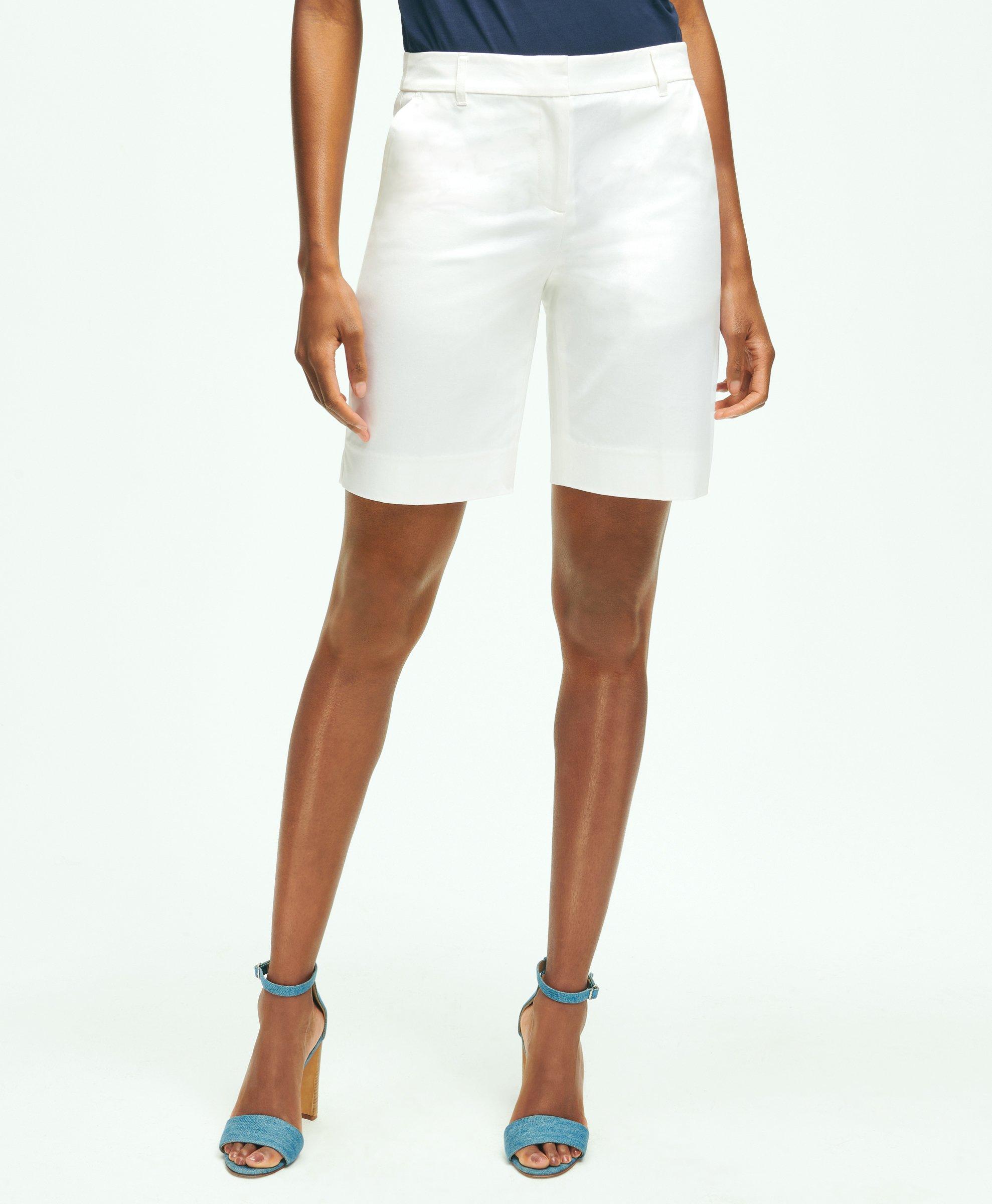 Brooks Brothers Stretch Cotton Twill Bermuda Shorts | White | Size 16
