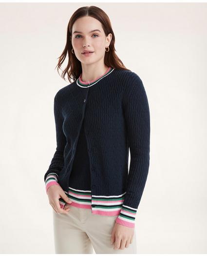 Cotton Pointelle Tipped Cardigan