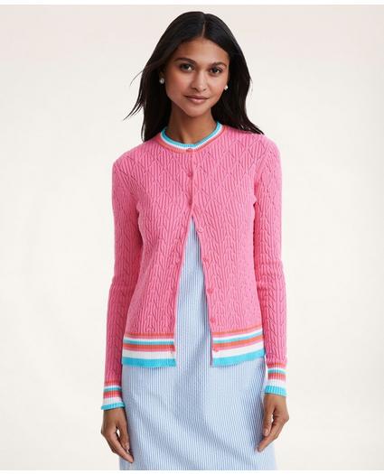 Cotton Pointelle Tipped Cardigan