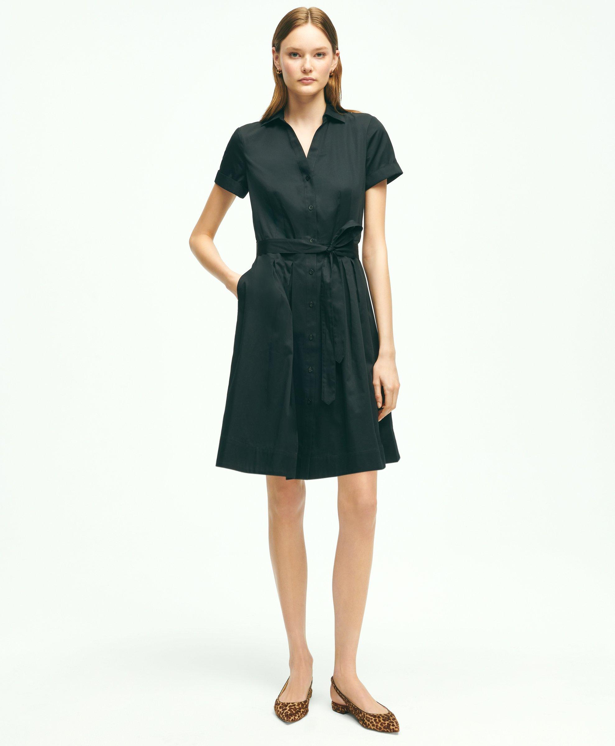 Shop Brooks Brothers Belted Shirt Dress | Black | Size 8