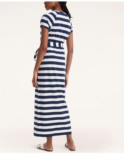 Modal Jersey Striped Faux Wrap Maxi Dress