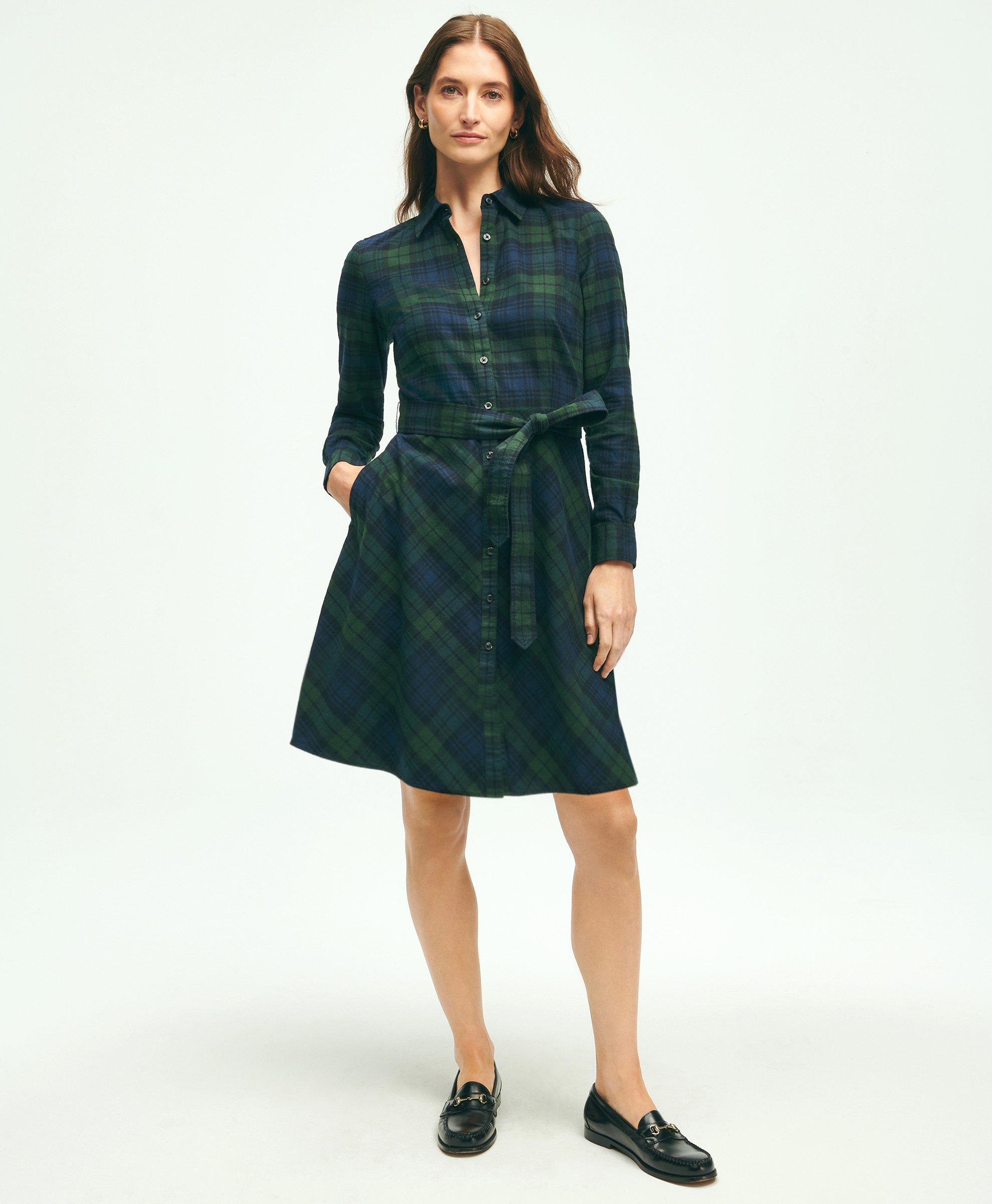 Flannel Tiered Shirtdress