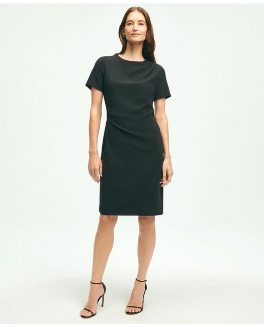 Brooks Brothers Short-sleeve Fine Twill Crepe Dress | Black | Size 12