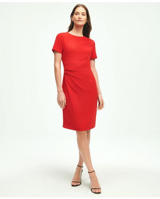 Shop Brooks Brothers Short-sleeve Fine Twill Crepe Dress | Red | Size 8