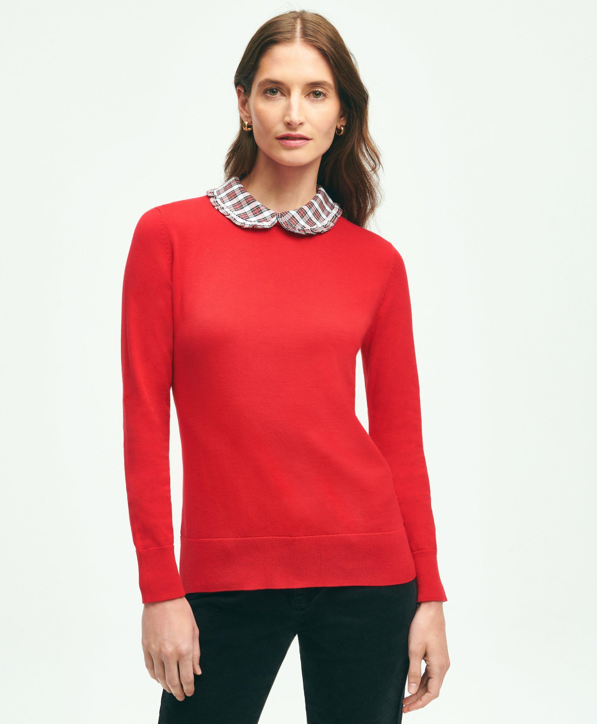 Brooks Brothers Cotton Removable Collar Sweater | Bright Red | Size Small