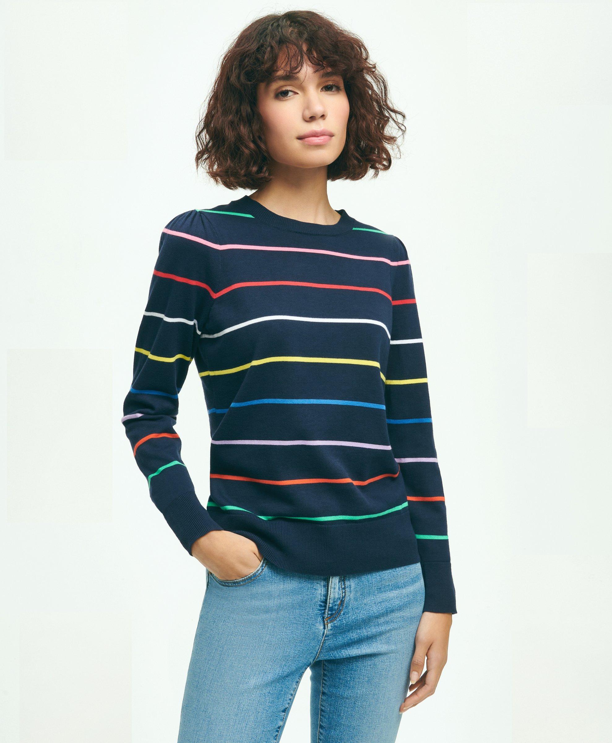 Navy jumper with rainbow on sale stripe