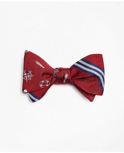 Nautical with Stripe Reversible Bow Tie