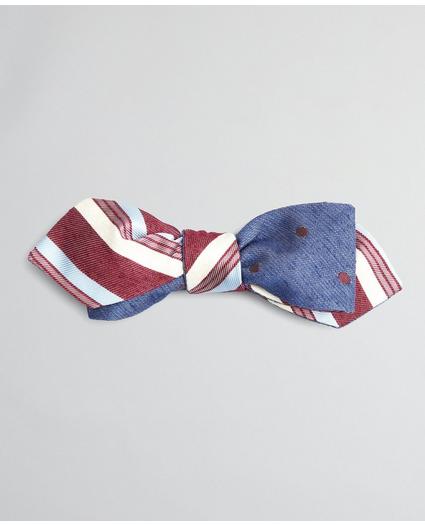 Textured Variegated Stripe and Dot Pointed End Bow Tie