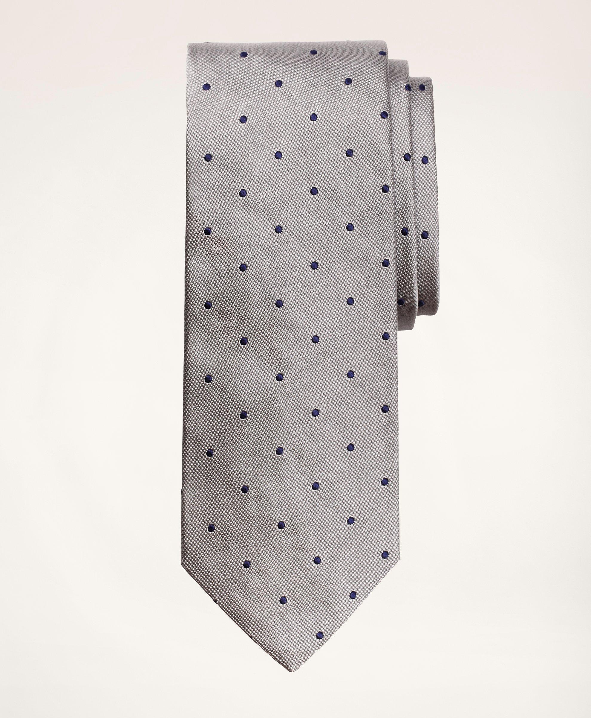 Brooks Brothers Dot Rep Tie | Silver | Size Regular