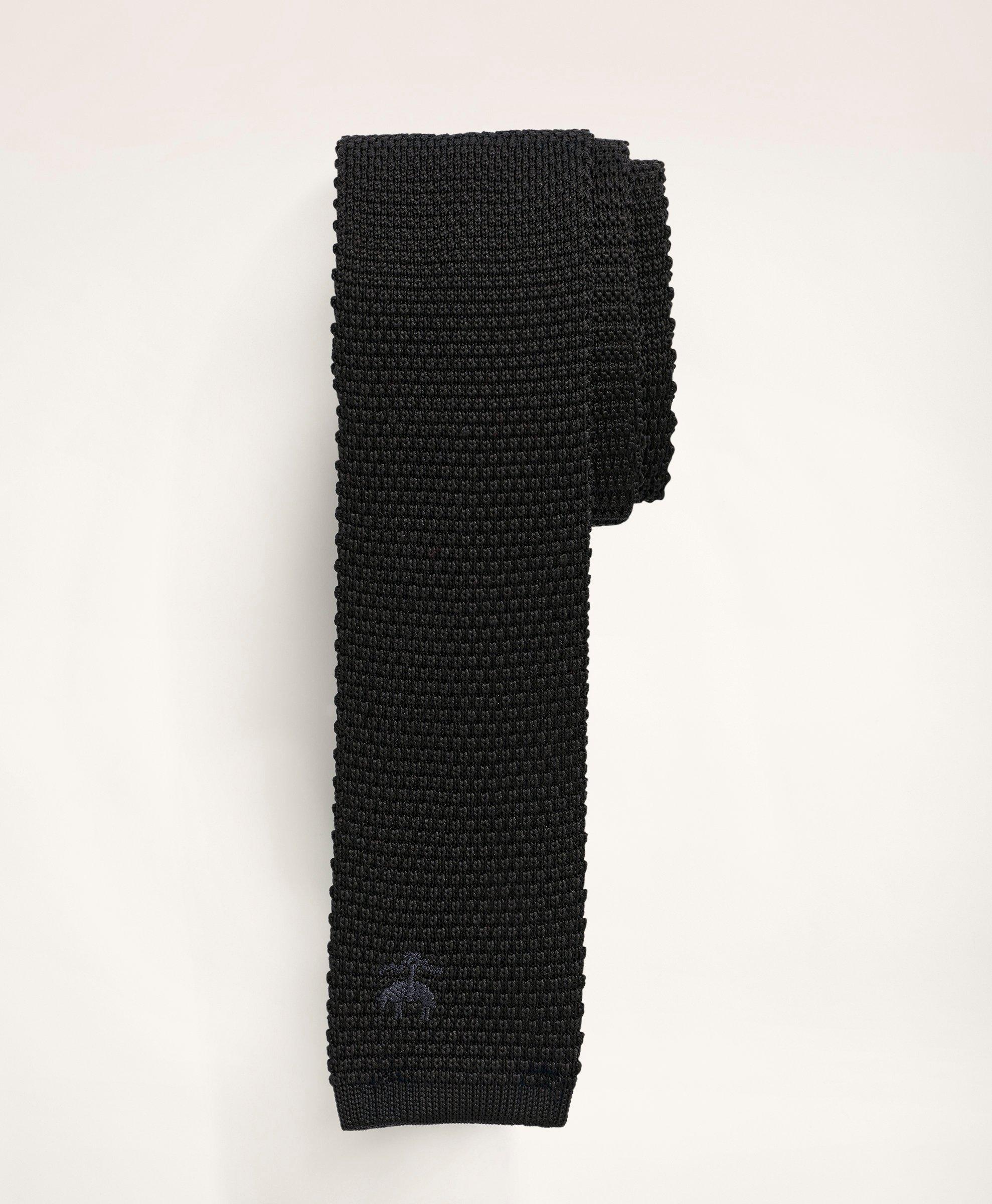 Brooks Brothers Logo Knit Tie | Black