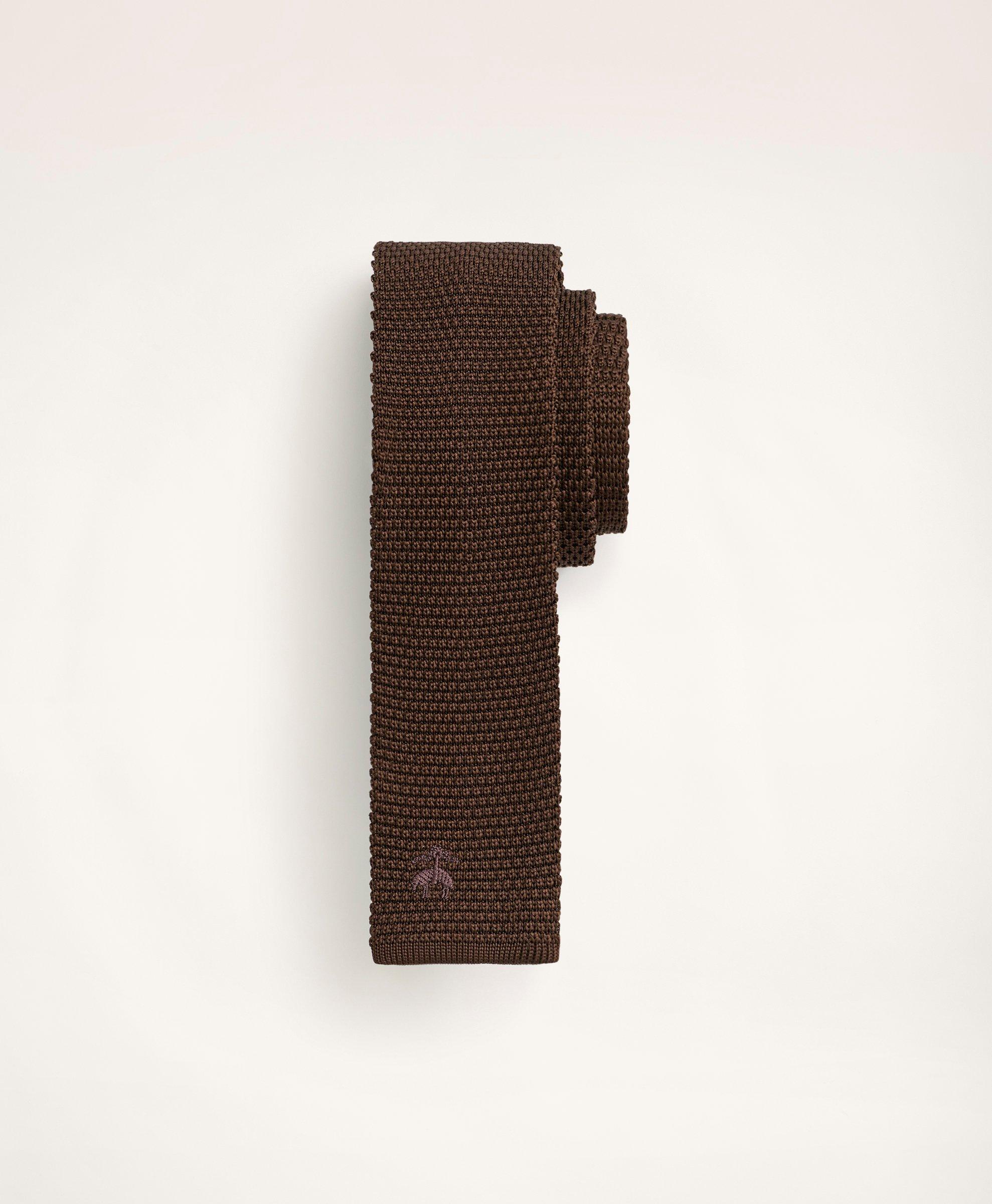 Brooks Brothers Logo Knit Tie | Brown