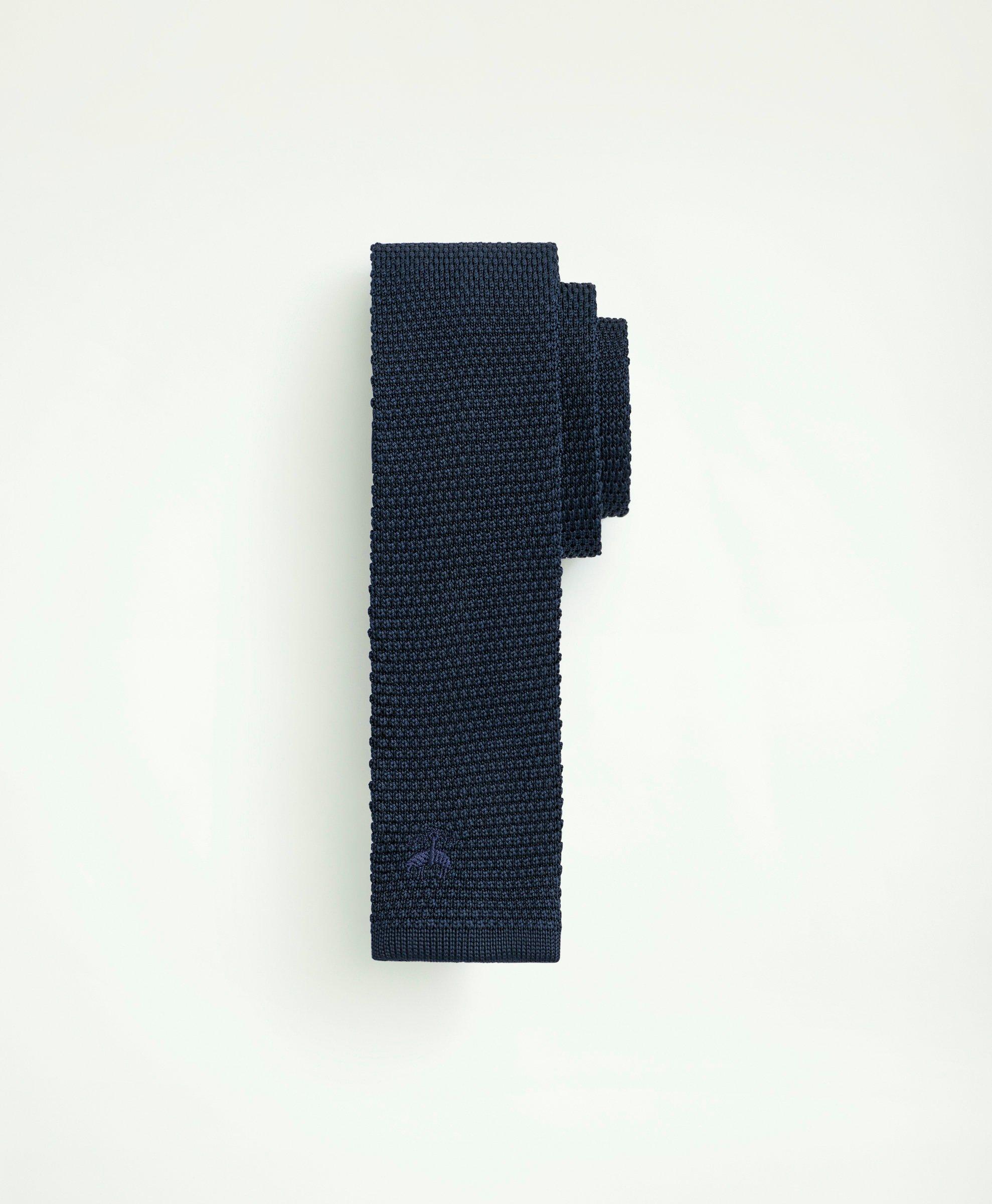 Brooks Brothers Logo Knit Tie | Navy