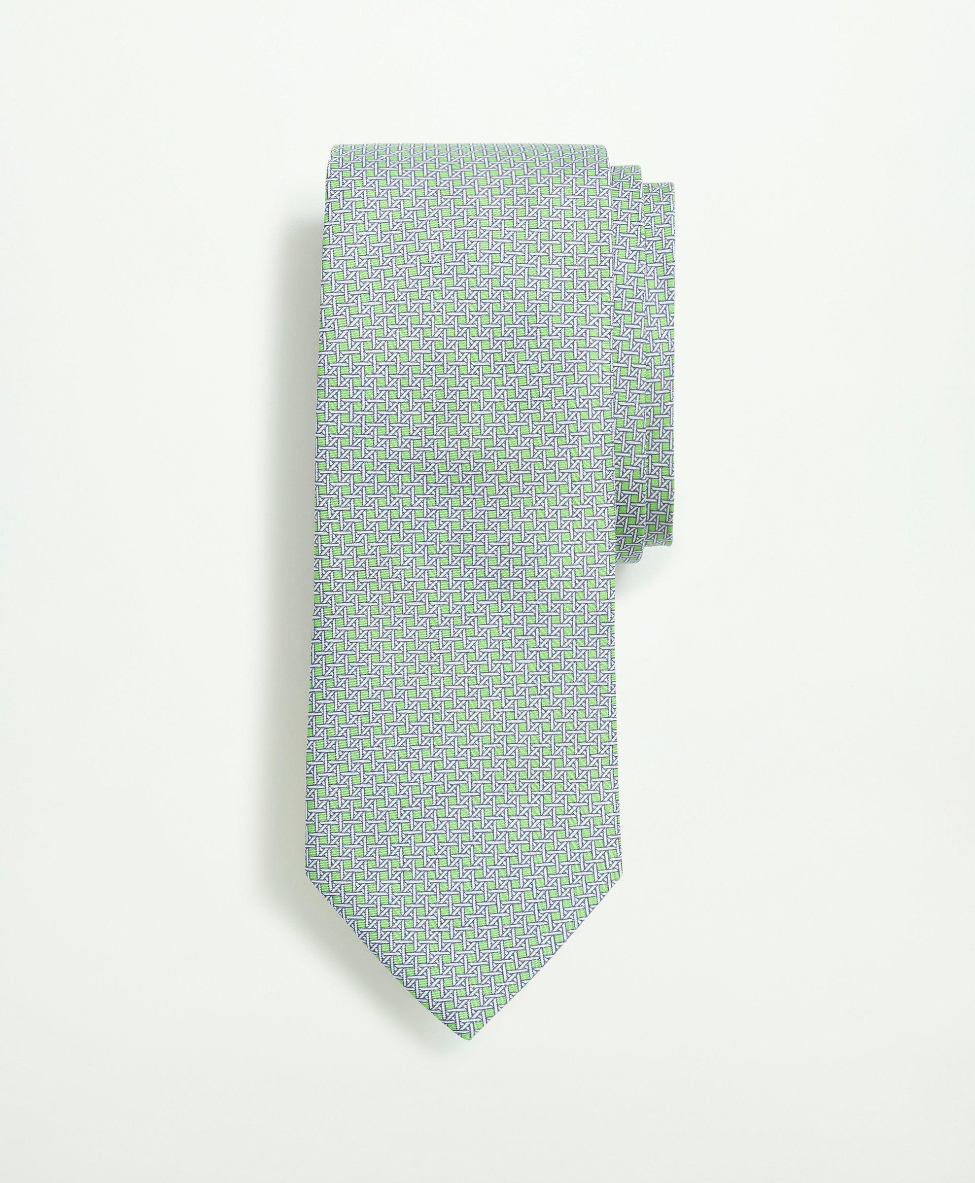 Brooks Brothers Silk Twill Cane Pattern Tie | Green | Size Regular