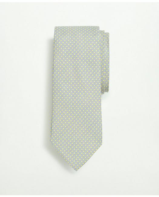 Brooks Brothers Silk Twill Cane Pattern Tie | Yellow | Size Regular
