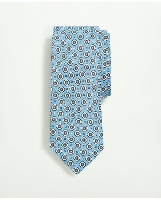 Brooks Brothers Silk Linen Jacquard Dot Tie | Light Blue | Size Regular