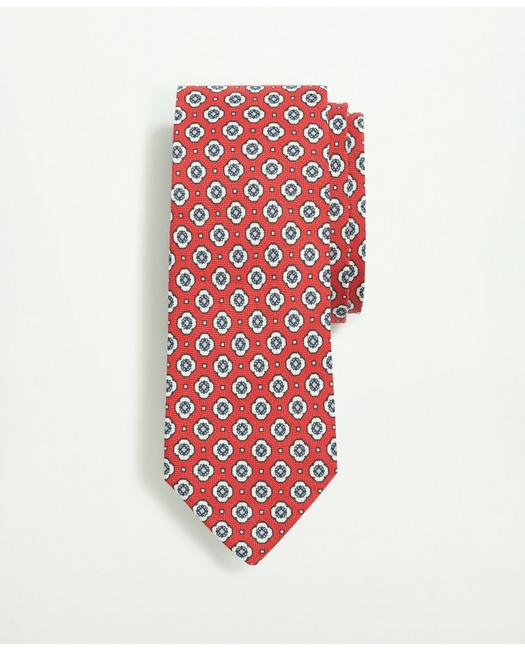 Brooks Brothers Silk Linen Jacquard Dot Tie | Red | Size Regular