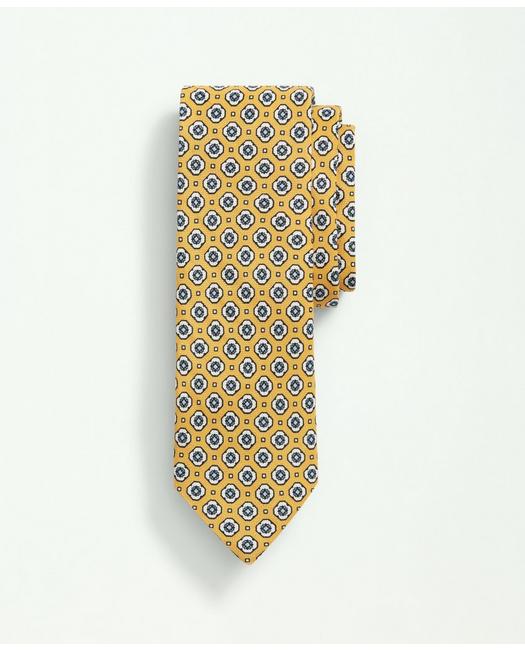 Brooks Brothers Silk Linen Jacquard Dot Tie | Yellow | Size Regular