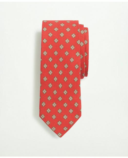 Brooks Brothers Cotton Silk Jacquard Flower Tie | Red | Size Regular