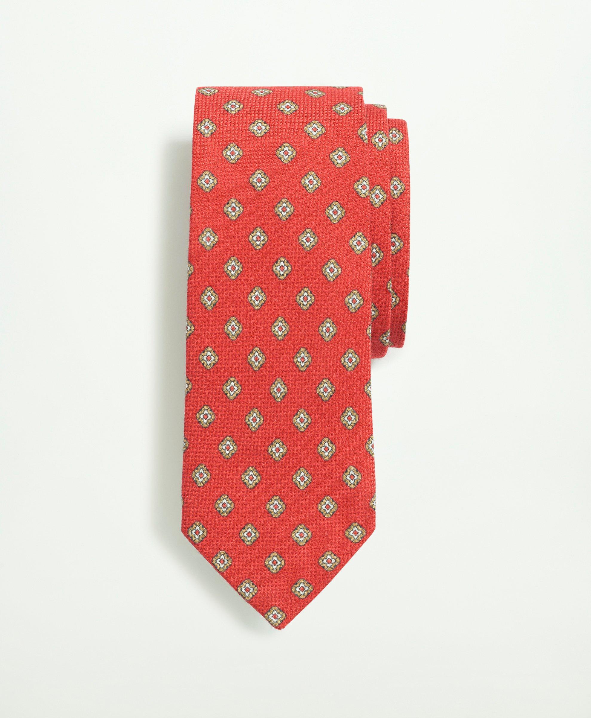 Brooks Brothers Cotton Silk Jacquard Flower Tie | Red | Size Regular