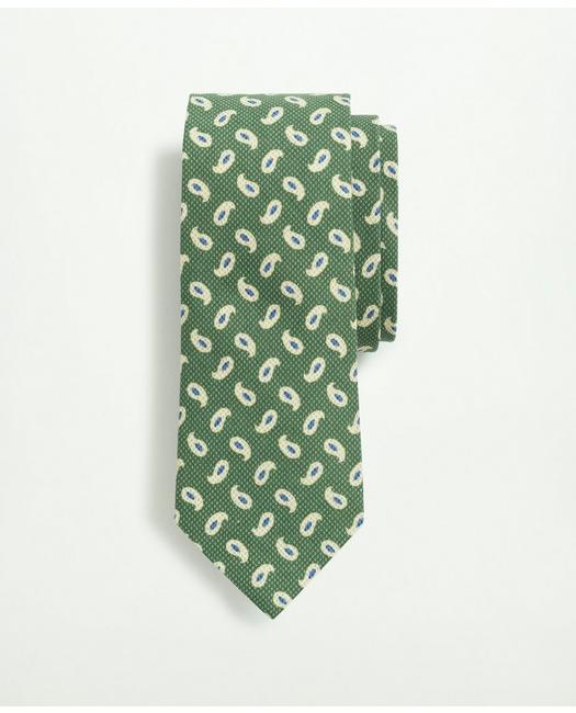 Brooks Brothers Silk Text Print Tie | Green | Size Regular
