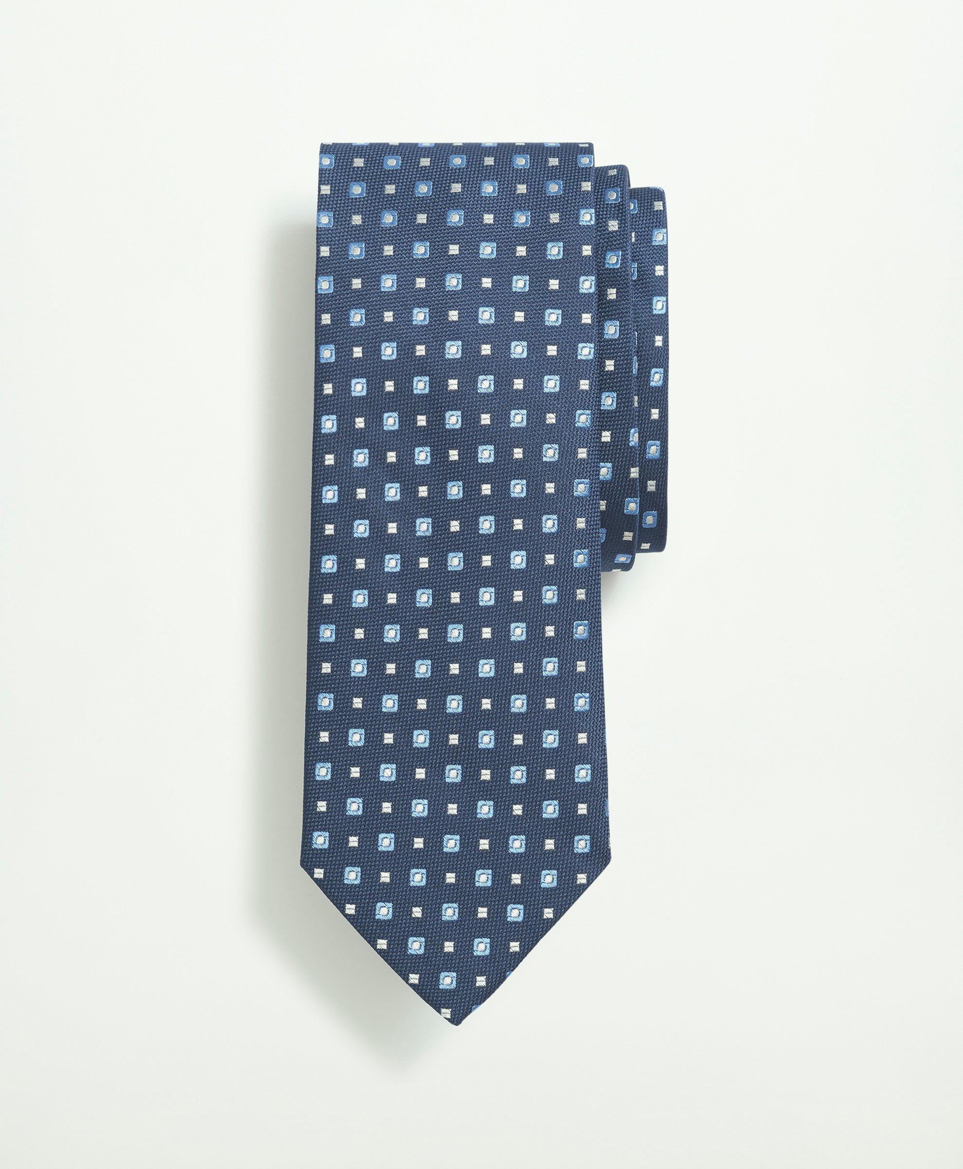 Brooks Brothers Silk Geo Pattern Tie | Navy | Size Regular