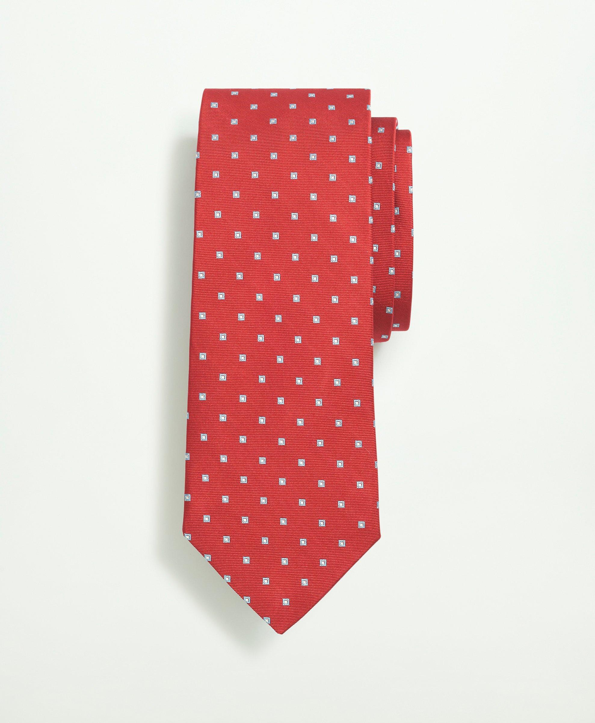 Brooks Brothers Silk Diamond Pattern Tie | Red | Size Regular