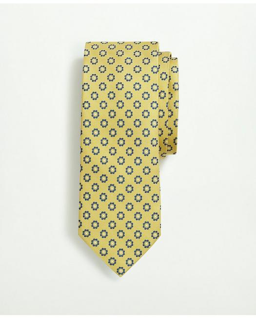 Brooks Brothers Silk Flower Pattern Tie | Yellow/blue | Size Regular In Yellow,blue