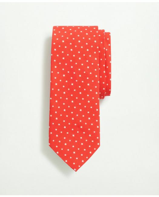 Brooks Brothers Cotton Jacquard Star Pattern Tie | Red | Size Regular