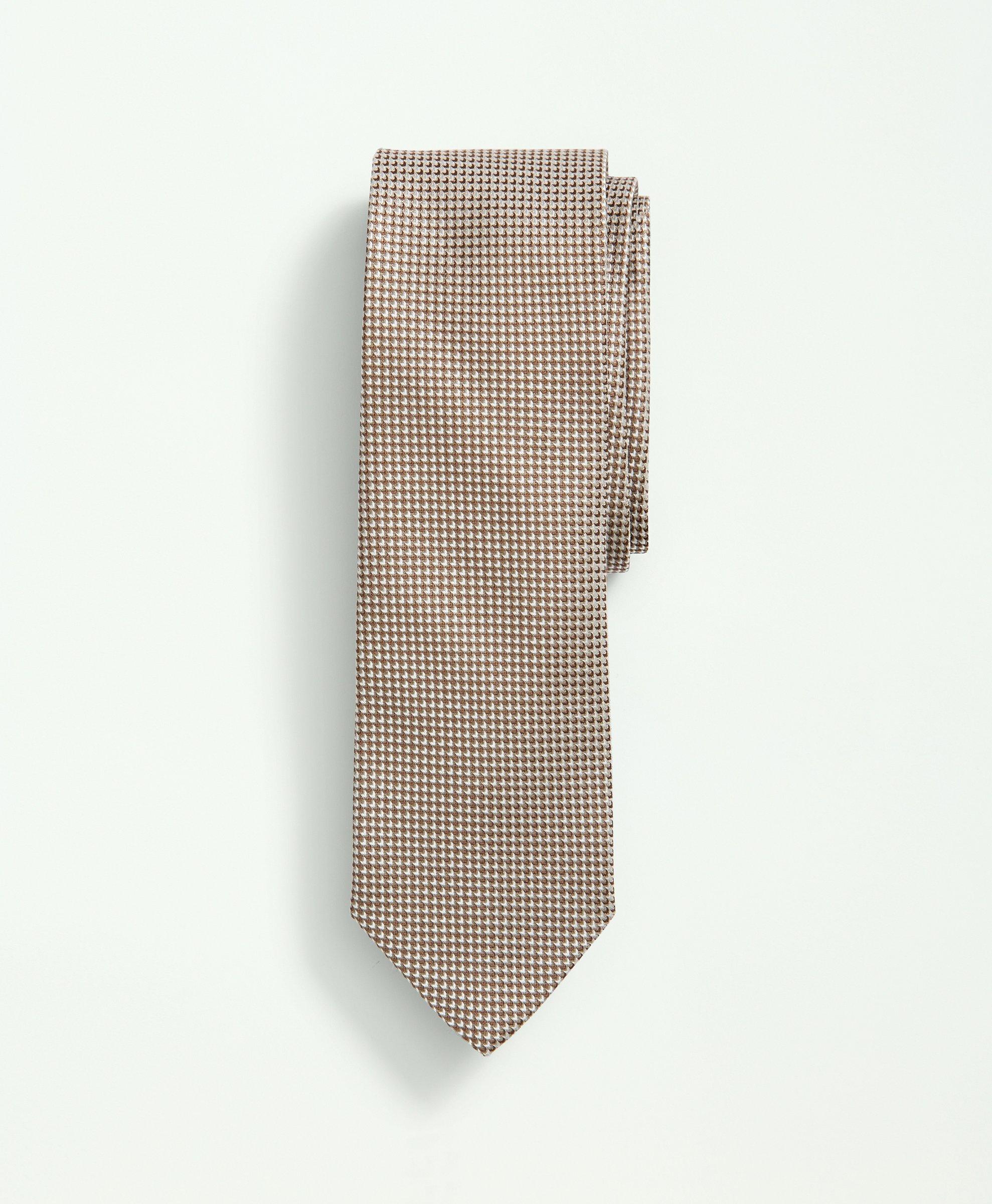 Brooks Brothers Silk Bird's-eye Pattern Tie | Tan | Size Regular