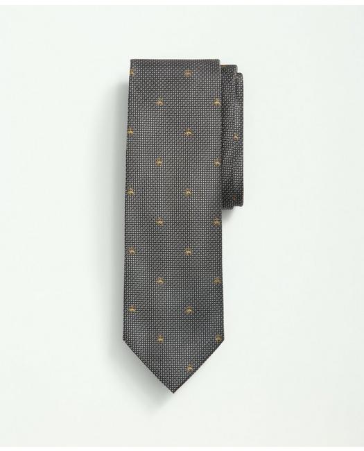Brooks Brothers Silk Tie Fleece Mini Square Pattern Tie | Grey | Size Regular