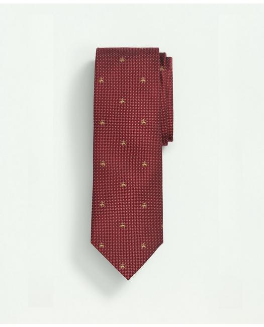 Brooks Brothers Silk Tie Fleece Mini Square Pattern Tie | Red | Size Regular