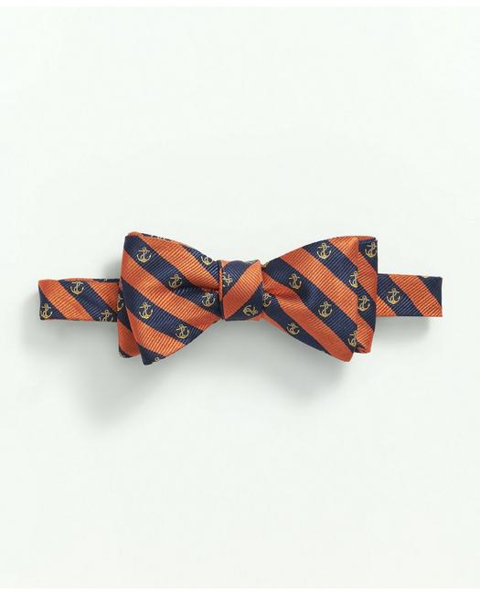Brooks Brothers Silk Anchor Striped Bow Tie | Orange
