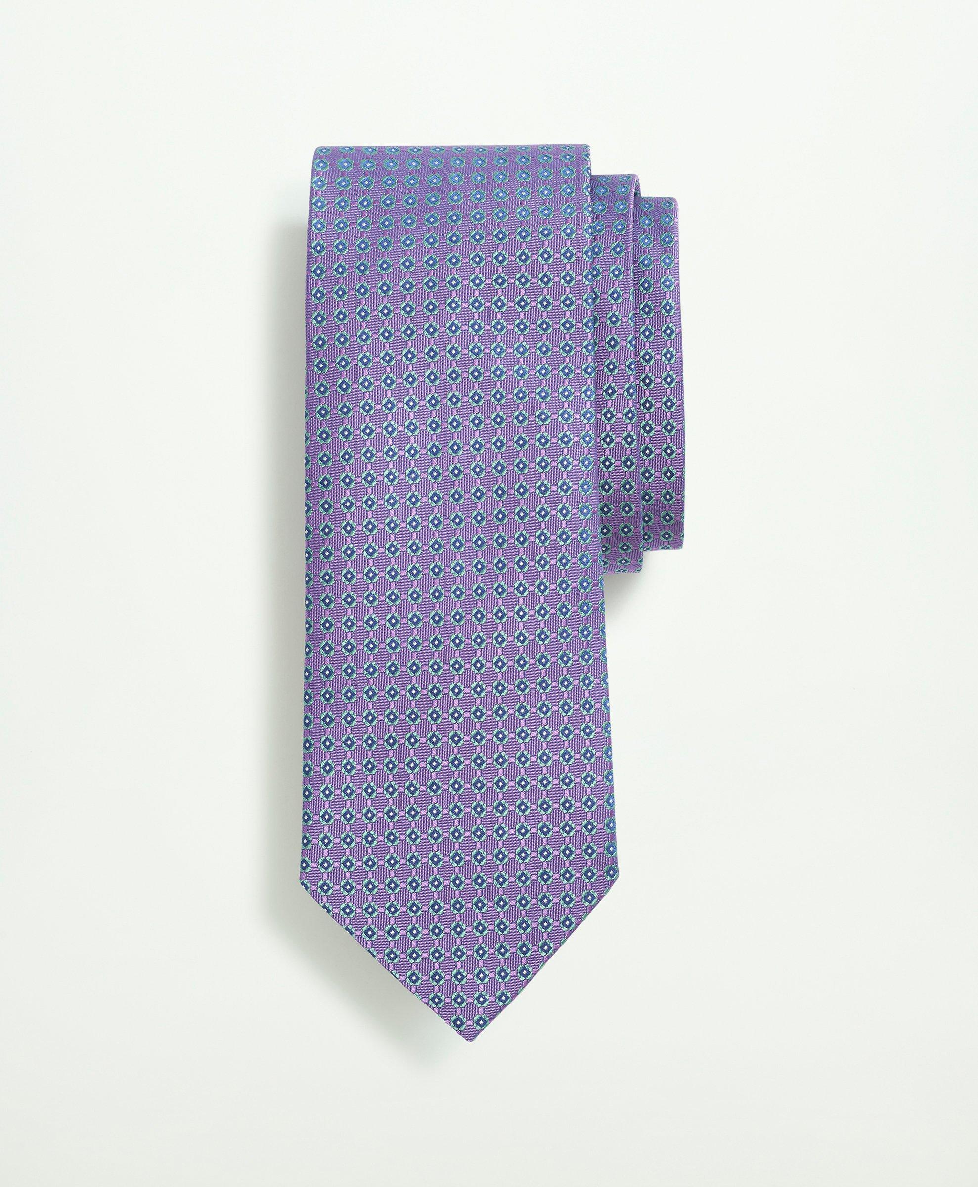Brooks Brothers Silk Woven Mini Geo Pattern Tie | Purple | Size Regular