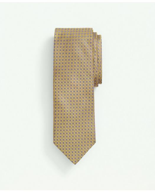 Brooks Brothers Silk Woven Mini Geo Pattern Tie | Yellow | Size Regular