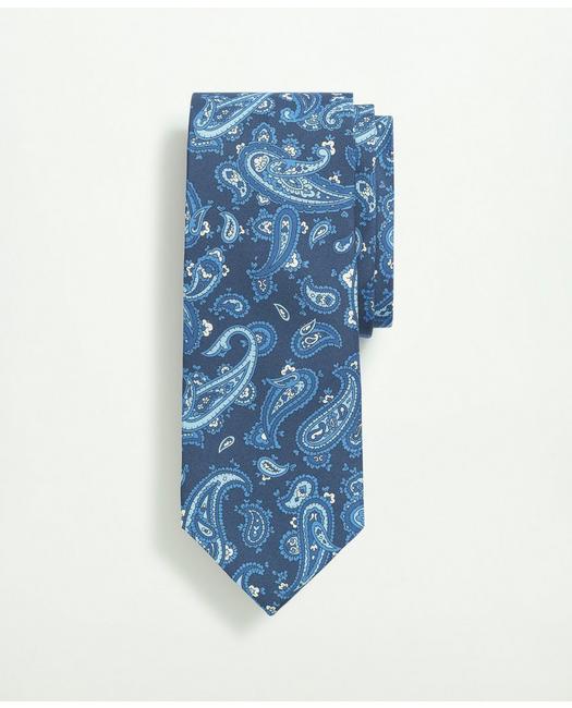 Brooks Brothers Silk Paisley Print Tie | Navy/blue | Size Regular In Navy,blue