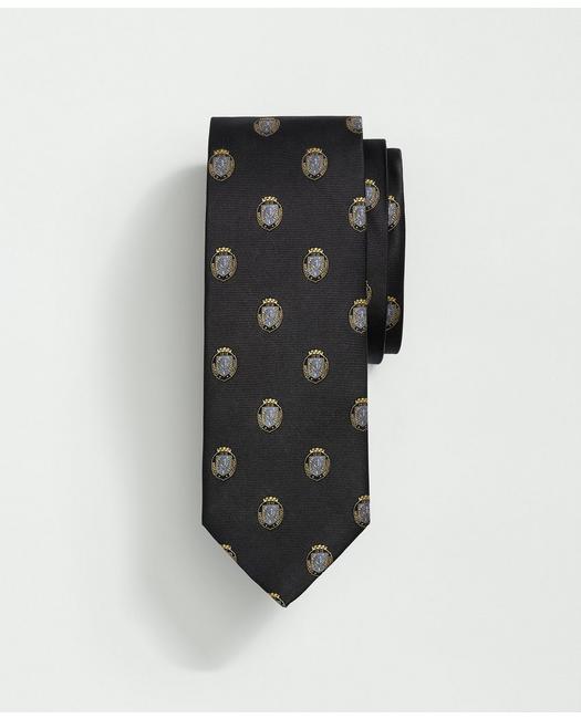 Brooks Brothers Silk Bb Crest Embroidered Tie | Black | Size L/xl
