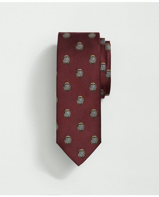 Brooks Brothers Silk Bb Crest Embroidered Tie | Burgundy | Size Regular