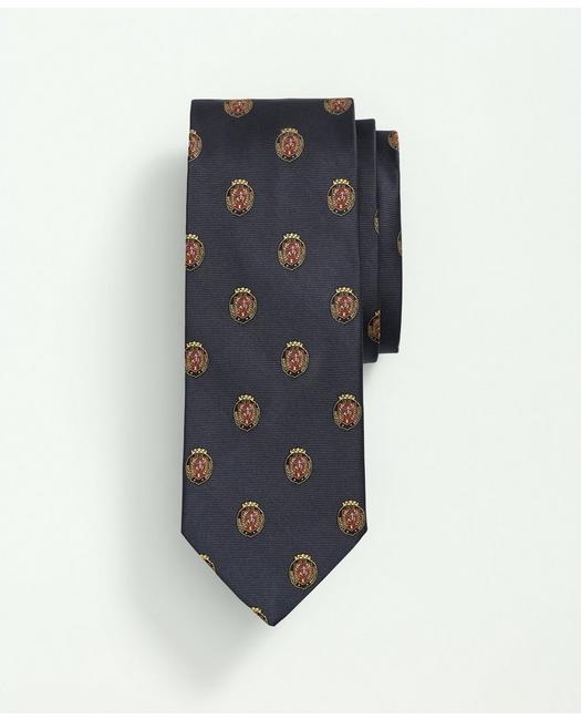 Brooks Brothers Silk Bb Crest Embroidered Tie | Navy | Size Regular