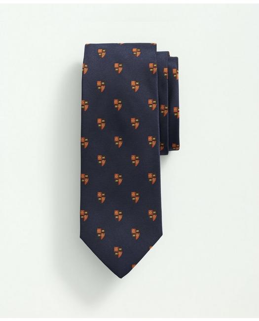 Brooks Brothers Silk Crest Pattern Tie | Navy | Size Regular