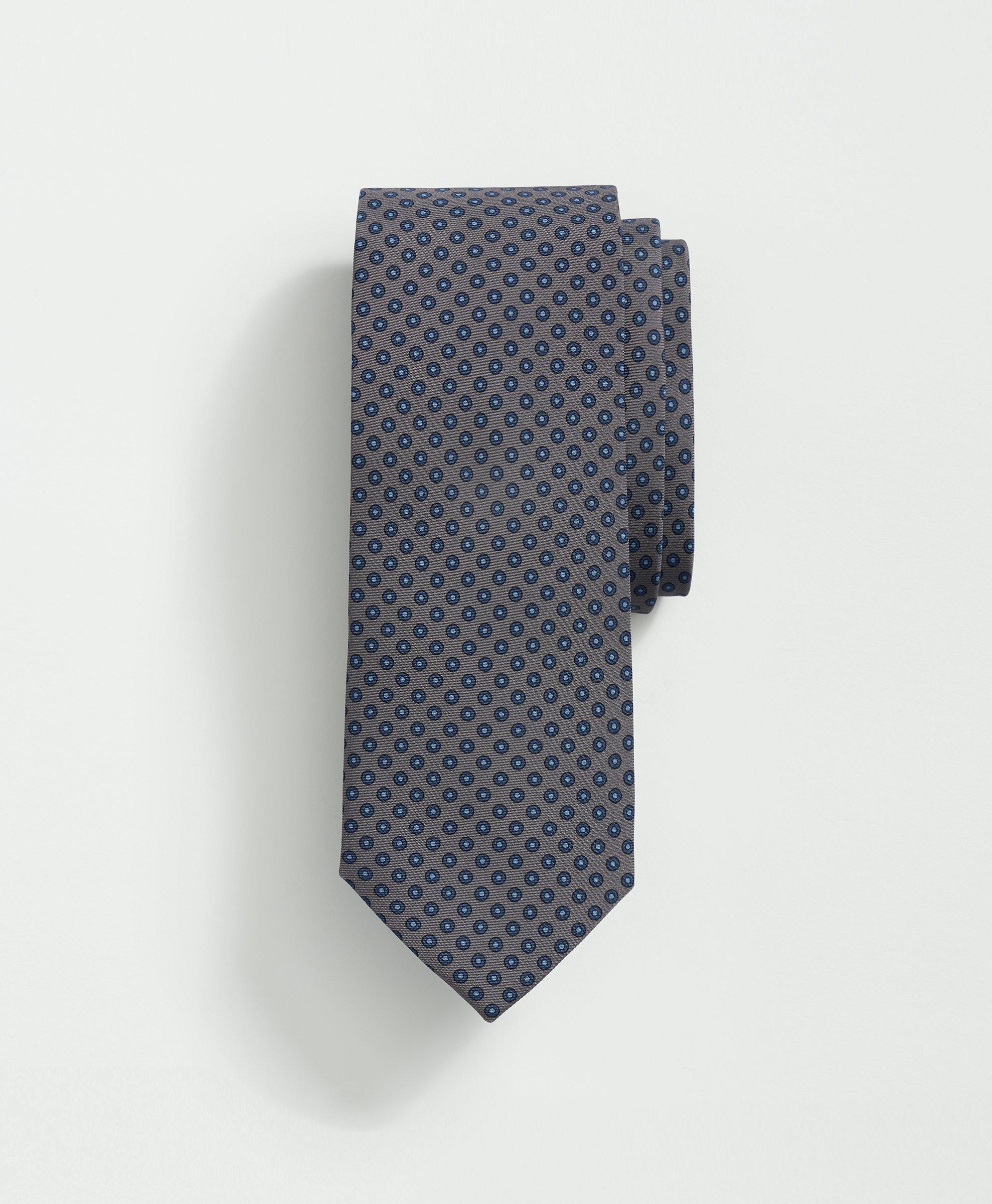 Brooks Brothers Silk Framed Circle Tie | Grey/blue | Size Regular In Grey,blue