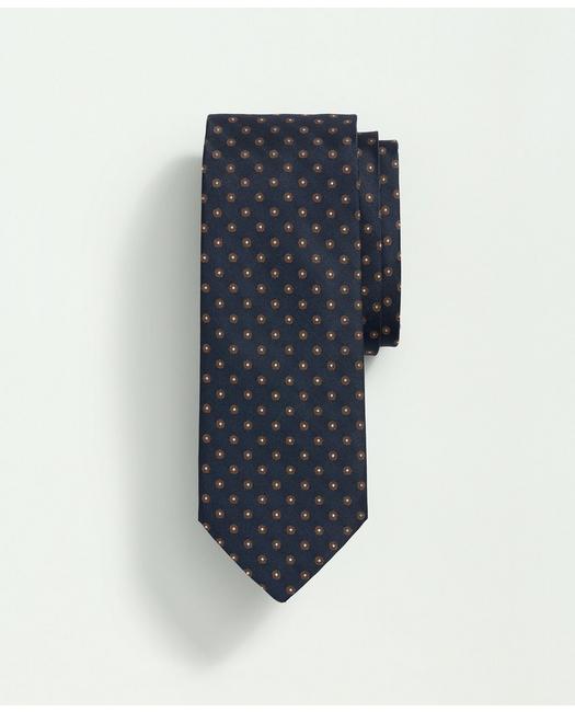 Brooks Brothers Silk Framed Circle Tie | Navy/brown | Size Regular In Navy,brown