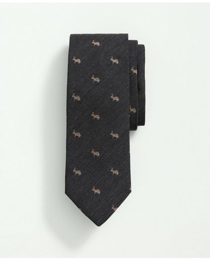 Silk Wool Embroidered Rabbit Melange Tie