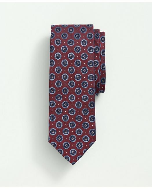 Brooks Brothers Silk Framed Medallion Dot Tie | Red | Size Regular