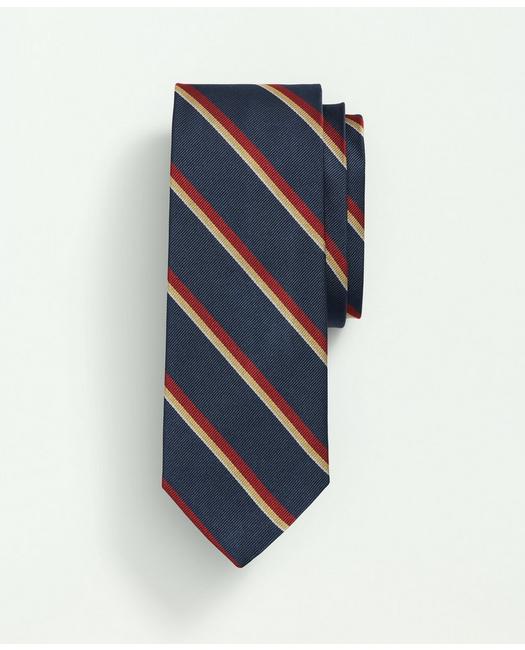 Brooks Brothers Silk Rep Sidewheeler Striped Tie | Navy | Size Regular