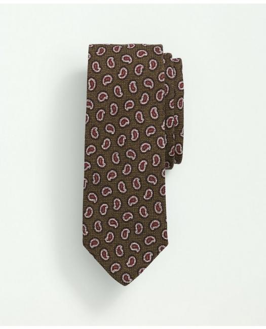 Brooks Brothers Wool Silk Basketweave Mini Paisley Tie | Brown/red | Size L/xl In Brown,red