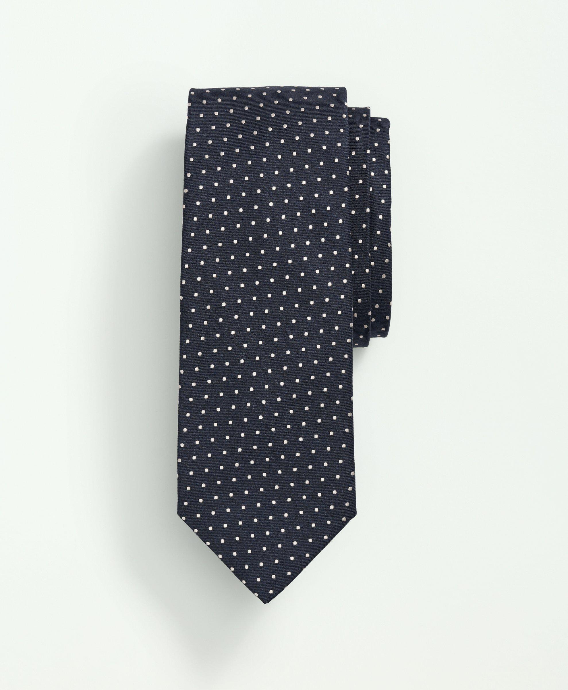 Polka Dots Tie Navy Blue Silk