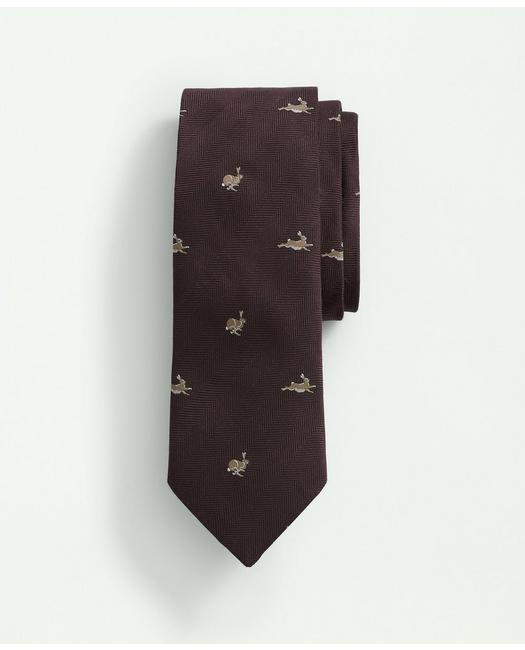 Brooks Brothers Silk Rabbit Pattern Tie | Brown | Size Regular