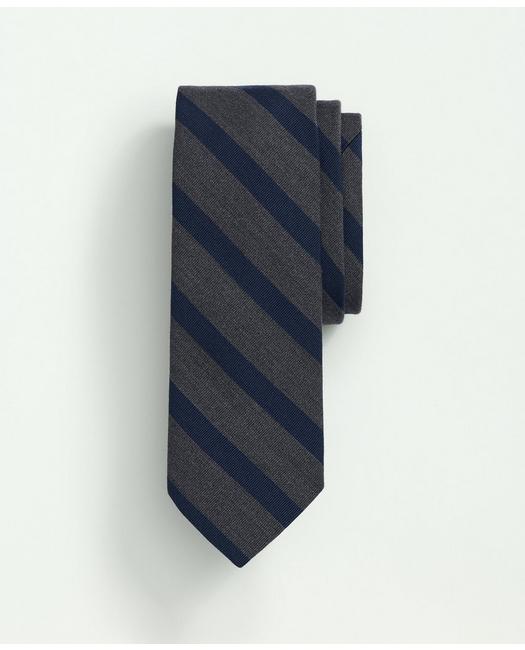 Brooks Brothers Wool Silk Geo Striped Tie | Dark Grey/navy | Size Regular In Dark Grey,navy